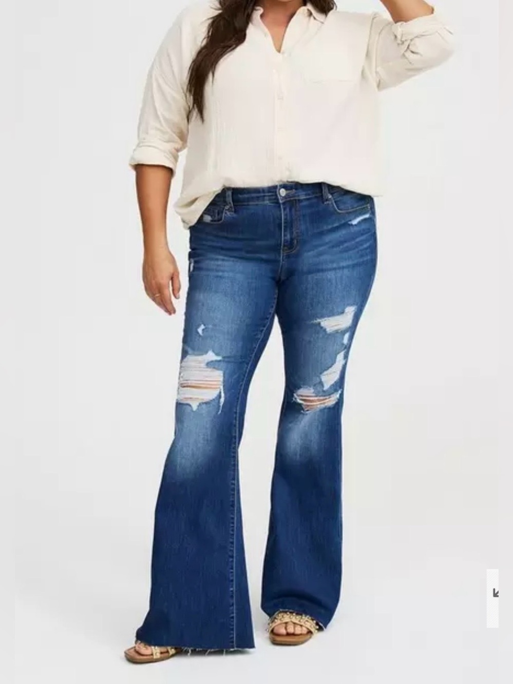Torrid super flare vintage stretch distressed Flared Jeans - Blue size 12 R